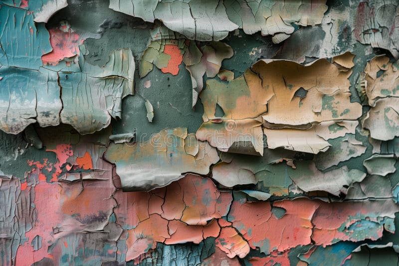 Multicolor peeling paint textures and patterns stock image