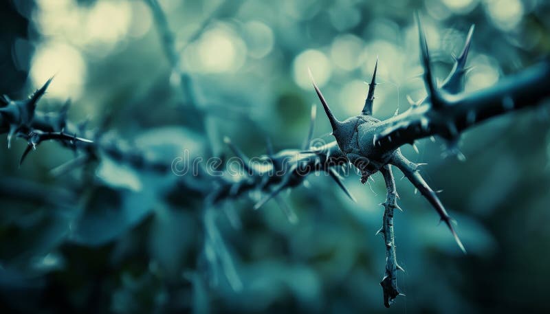 Detailed macro capture of a plant showcasing sharp thorns for heightened search relevance royalty free illustration