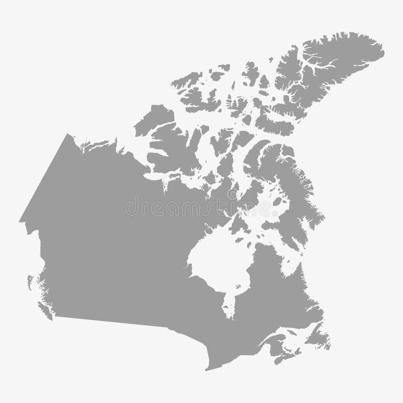 Detailed Map of Canada in Gray on a White Background Stock Illustration