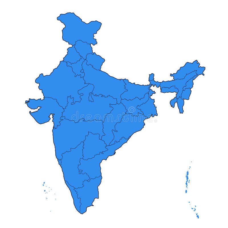 Detailed Map of India, Asia with All States and Country Boundary Stock ...