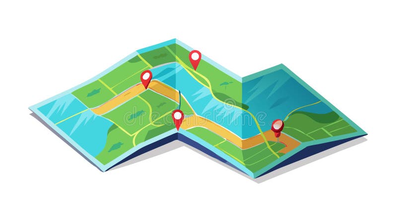 Detailed Map with Multiple Location Pins for Travel Planning, vector design Generative AI vector illustration