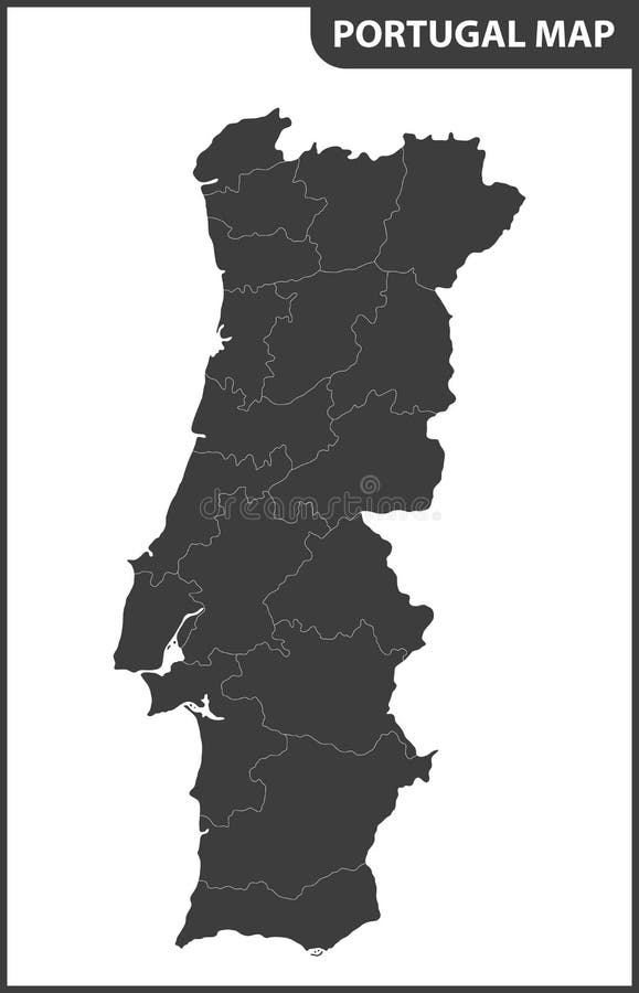 Detailed map of portugal with regions Royalty Free Vector