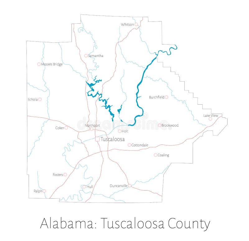 Map Of Tuscaloosa County In Alabama Stock Vector Illustration Of Seat