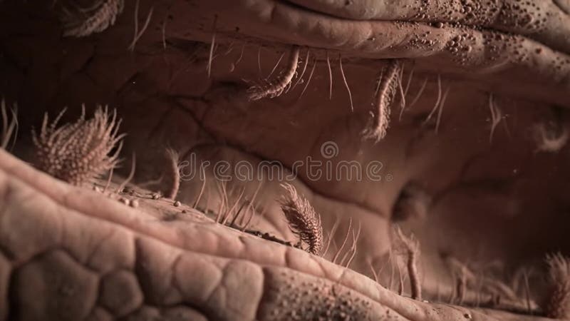 Detailed Microscopic View of Human Intestinal Villi with Hairlike Structures for Medical Visualization and vector illustration