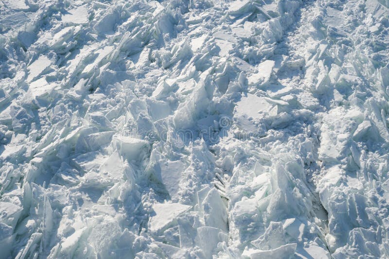 Detailed Photo of Frozen St-Lawrence River in Montreal, with Crumbled ...