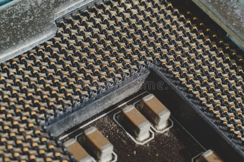 Detailed photo of the place for the central processor. stock image