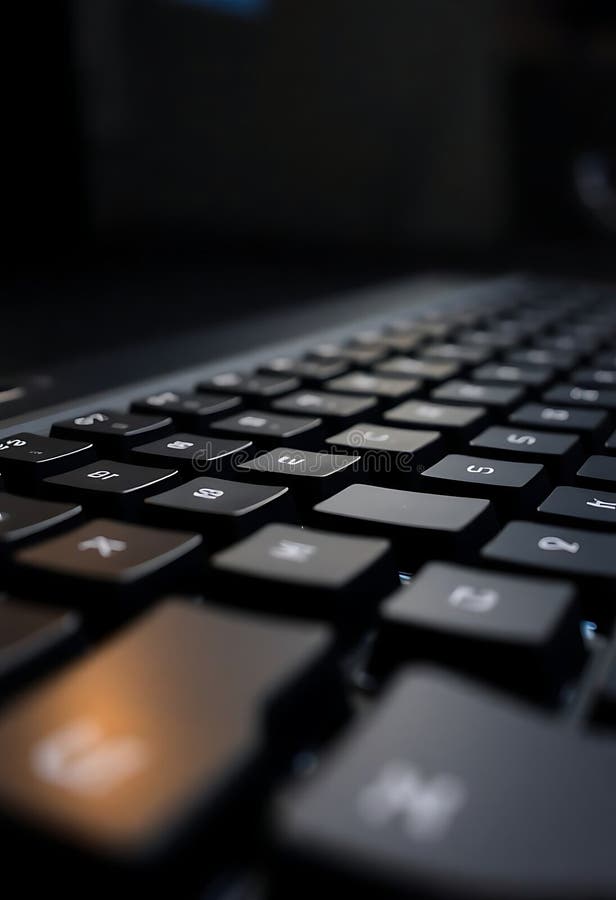 Close up of a keyboard with a blurry background stock illustration