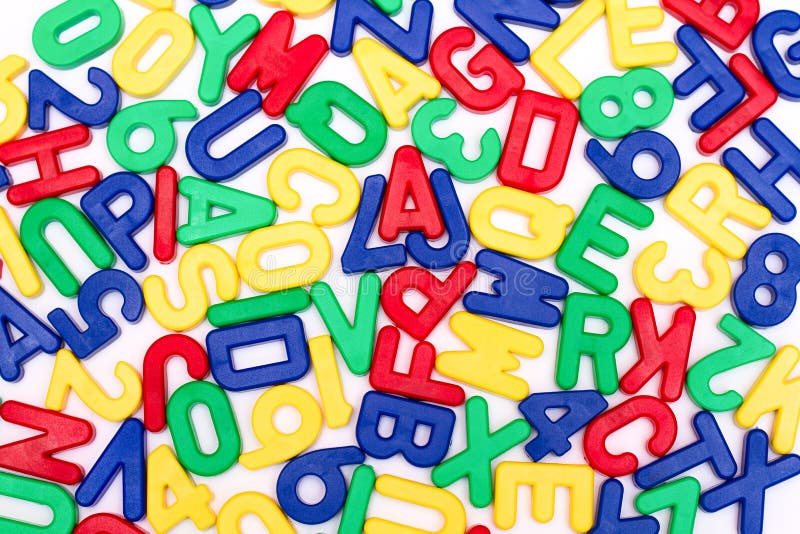 Detailed Plastic Letters on a Pure White Background Stock Photo Image
