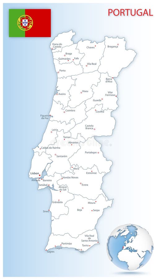 Portugal Map Administrative Divisions Isolated on White. No Text Stock  Vector - Illustration of continent, cartography: 145581760