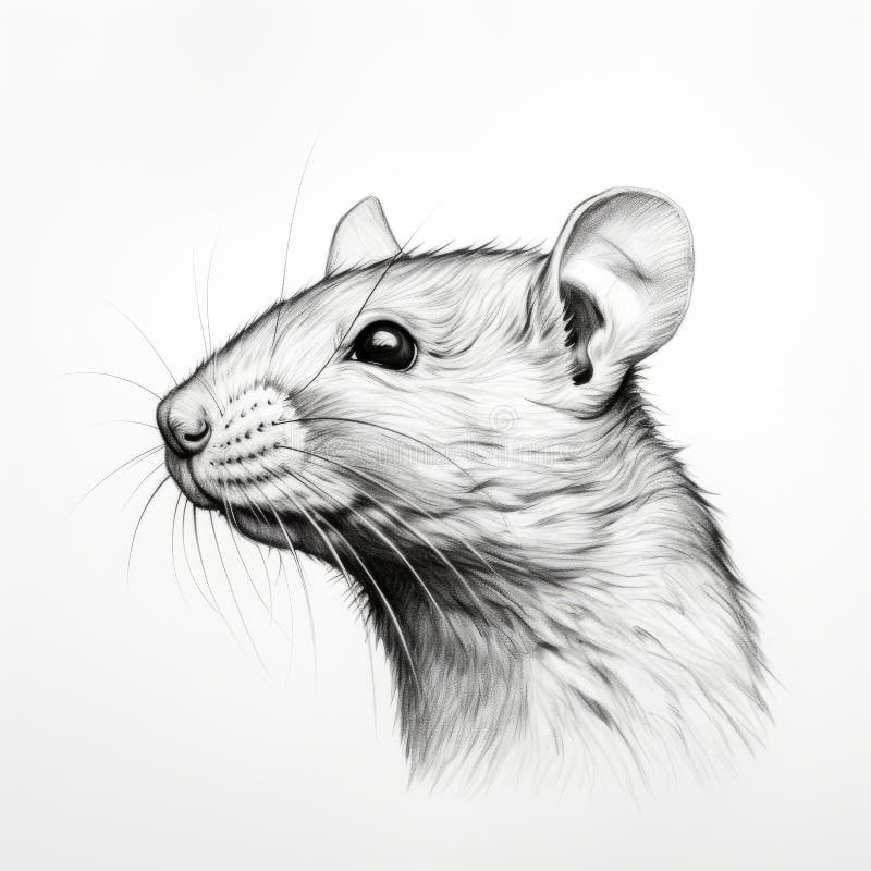 Realistic color pencil drawing of a rat on white background on Craiyon