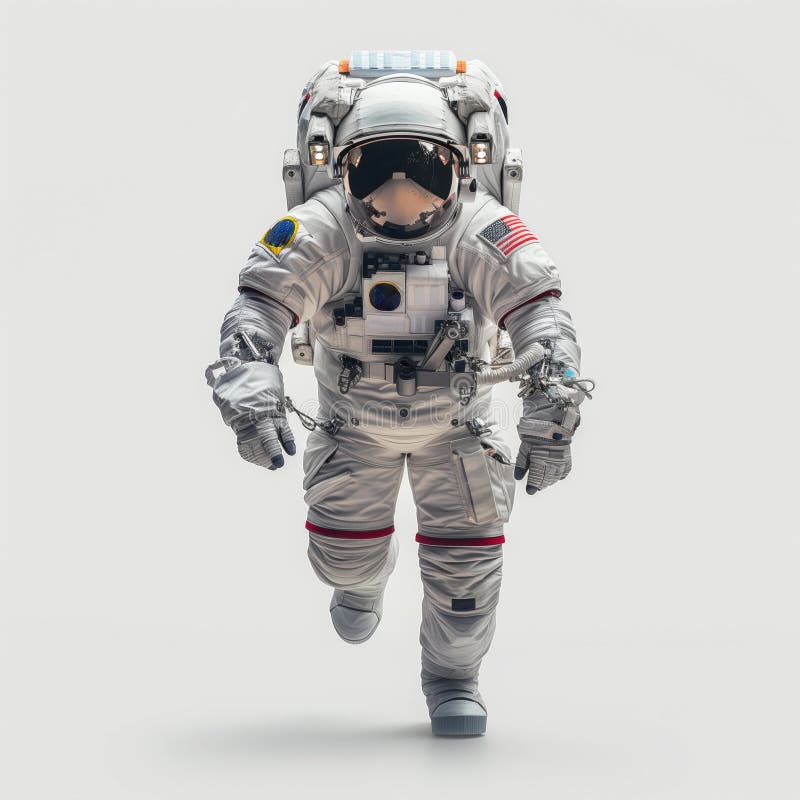 Astronaut in spacesuit floating isolated on white royalty free illustration