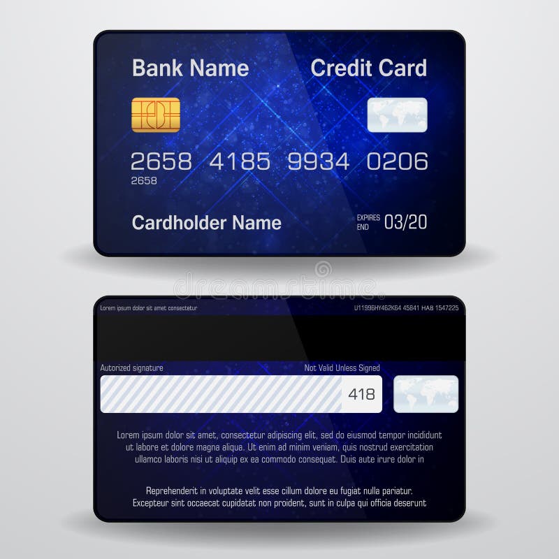 Detailed Realistic Vector Credit Card. Front And Back Side