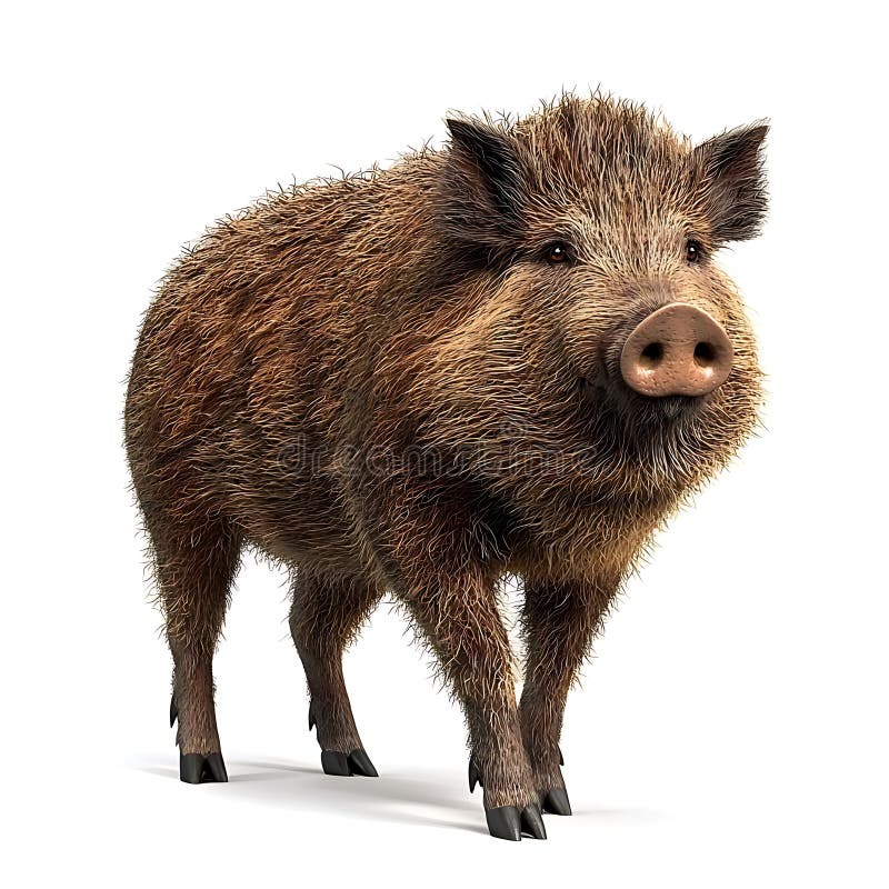 A Detailed Rendering of a Wild Boar Isolated on White stock illustration
