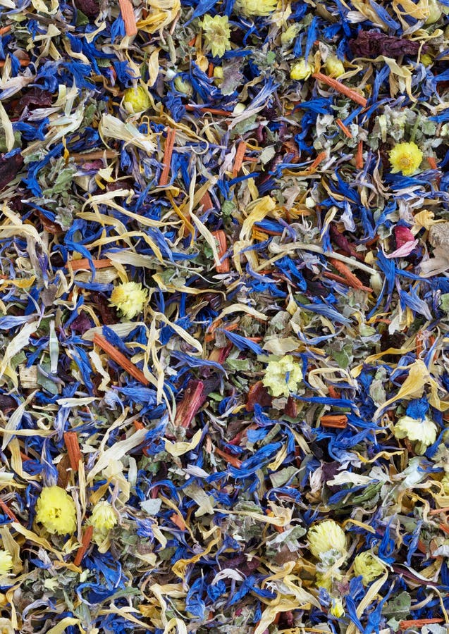 A detailed shot of a colorful herbal mix in portrait format royalty free stock photography
