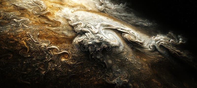 A detailed shot of Jupiter in outer space, with components of the image contributed by NASA. AI generated