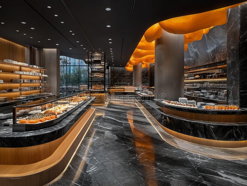 A detailed snapshot of sushi restaurant interiors, with a focus on traditional decor. royalty free stock photos