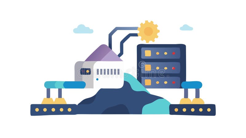 Server with Cooling Pipes, Liquid Cooling, vector design Generative AI stock illustration