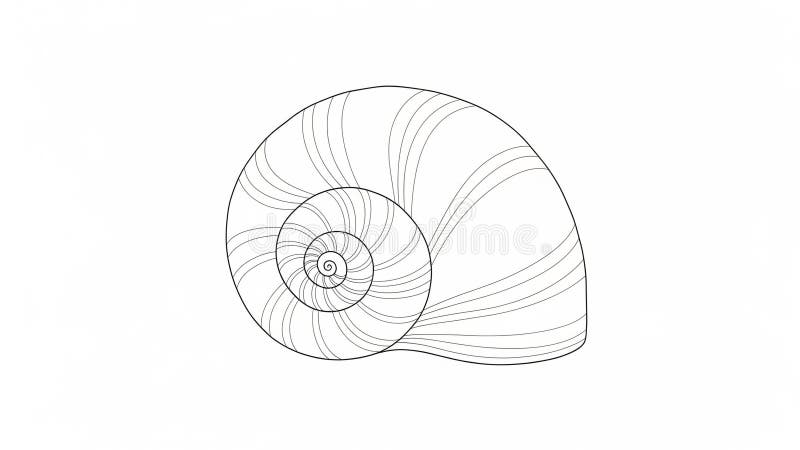 Detailed vector illustration of a nautilus shell in spiral form stock illustration
