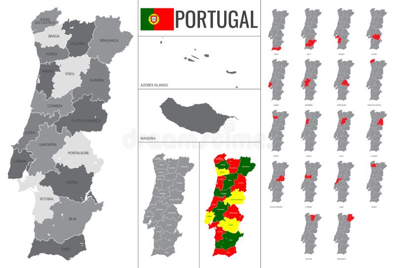 Map of Portugal with Regions and Flag Draw and Cut Out Stock Illustration -  Illustration of black, screenshot: 255508048