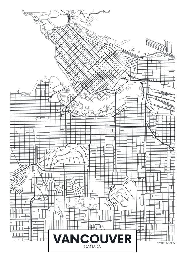 Detailed vector poster city map Vancouver