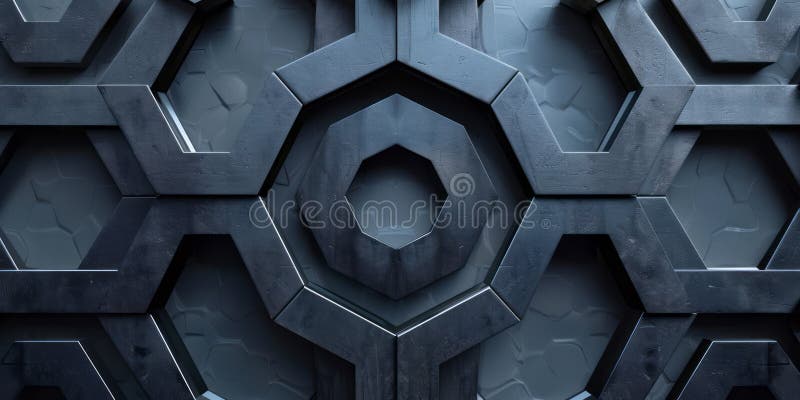 Detailed view of a black hexagonal wall vector illustration