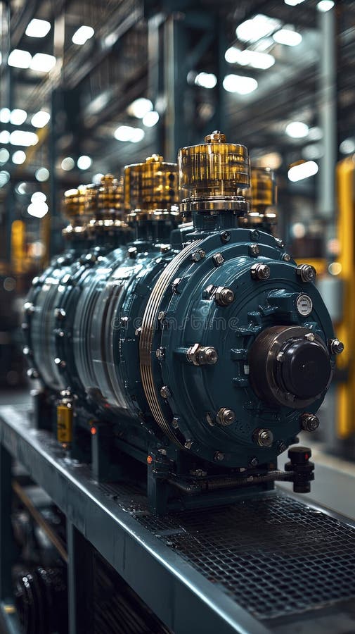 Detailed View of Engine in Advanced Factory royalty free illustration