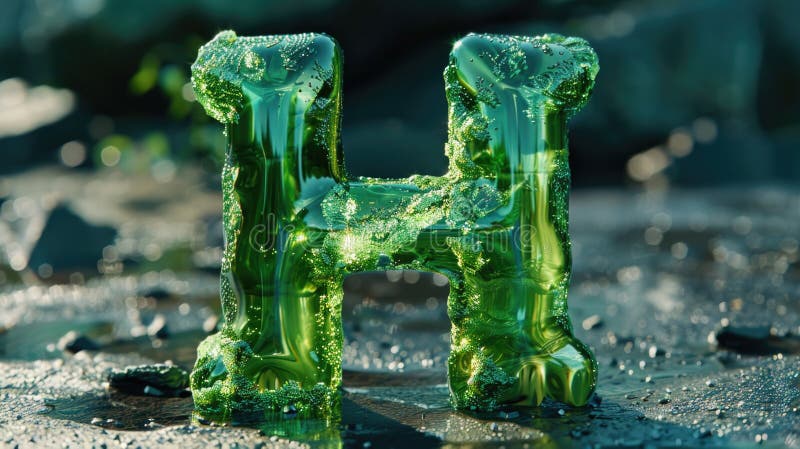 A detailed view of a green plastic letter H stock photos