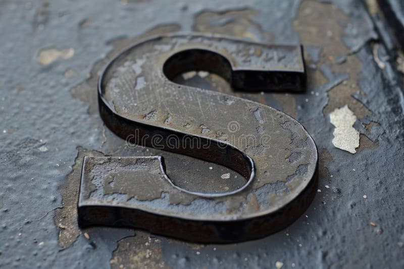 A detailed view of a metal letter 'S' stock photo