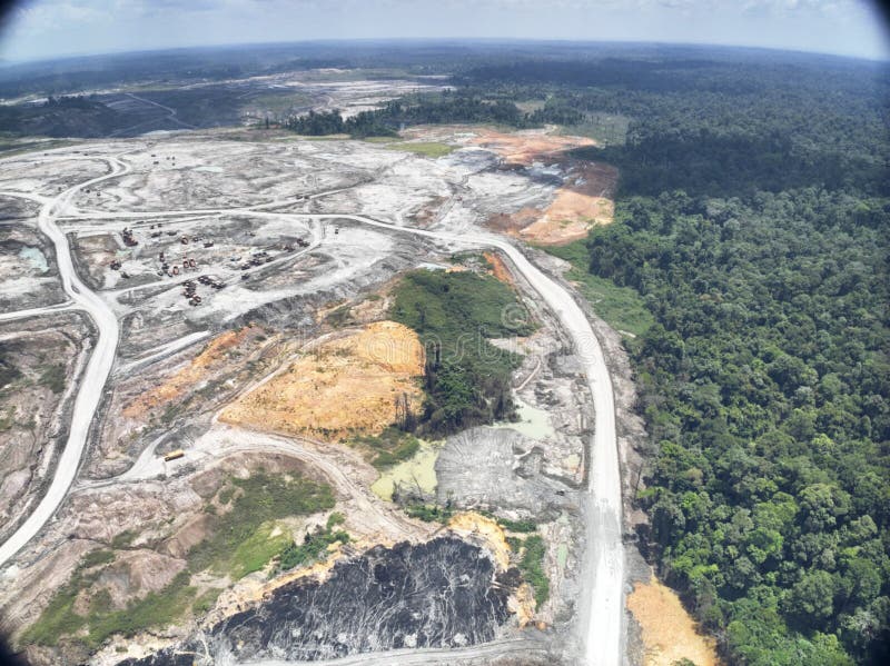 Detailed View of Mining Roads and Deep Excavation royalty free stock photos