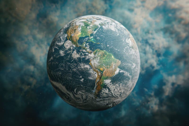 A detailed view of a planet with swirling clouds in the background. Perfect for science and astronomy-related projects royalty free stock photography