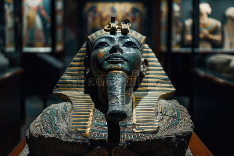 A detailed view of a statue in a museum setting royalty free stock images