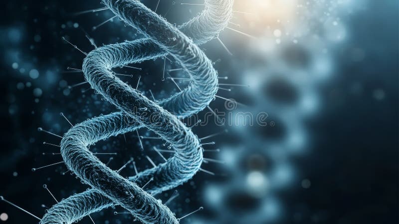 A detailed visualization of a DNA strand, showcasing its complex structure and molecular beauty in a scientific background vector illustration