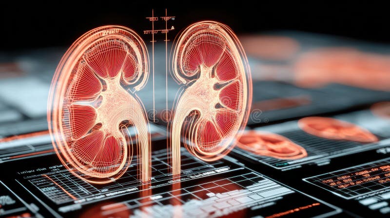 Detailed visualization of human lungs on a computer screen, exploring medical imaging and healthcare technology stock illustration