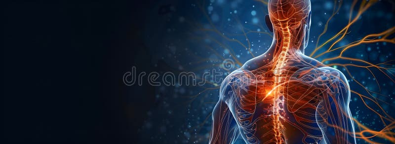 Detailed visualization of the Human Nervous System Visualization stock illustration