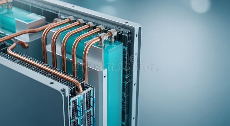 Advanced liquid cooling system for server racks vector illustration