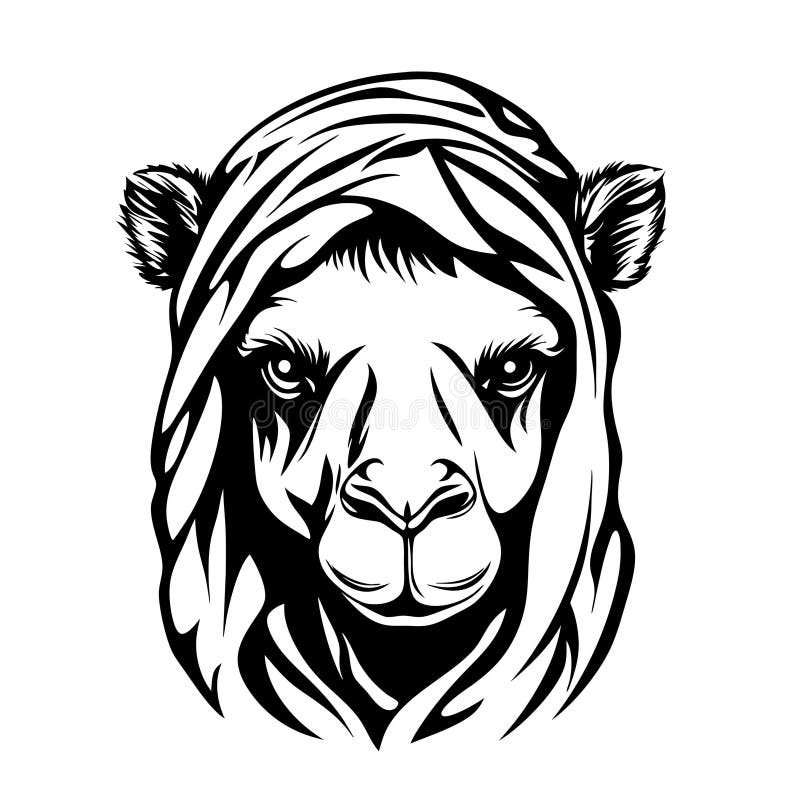 Detaillierte Camel Face Illustration mit stilvollem Kopftuch für Tattoo und Grafikdesign lizenzfreie abbildung