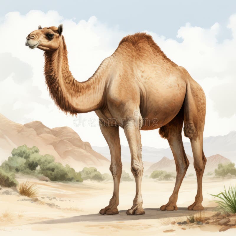 Detaillierte Kamelwasserfarbe-Clipart für digitale Malerei und Papierherstellung vektor abbildung
