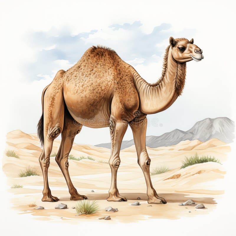 Detaillierte Kamelwasserfarbe-Clipart für digitale Malerei und Papierherstellung stock abbildung