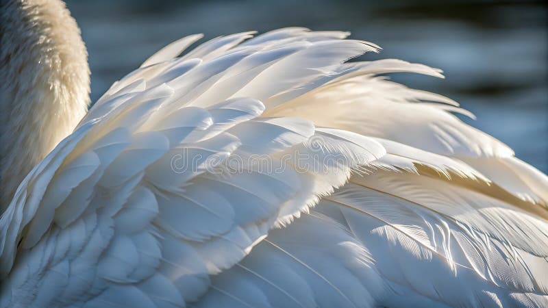 Detaillierte nähere Informationen zu White Swan Feathers : Textur und Muster Stock Foto Generative AI lizenzfreie abbildung