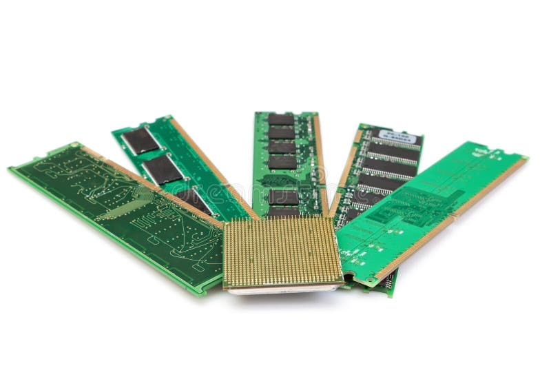 Details of Computer Memory Ram and CPU of the Old Generation. Stock