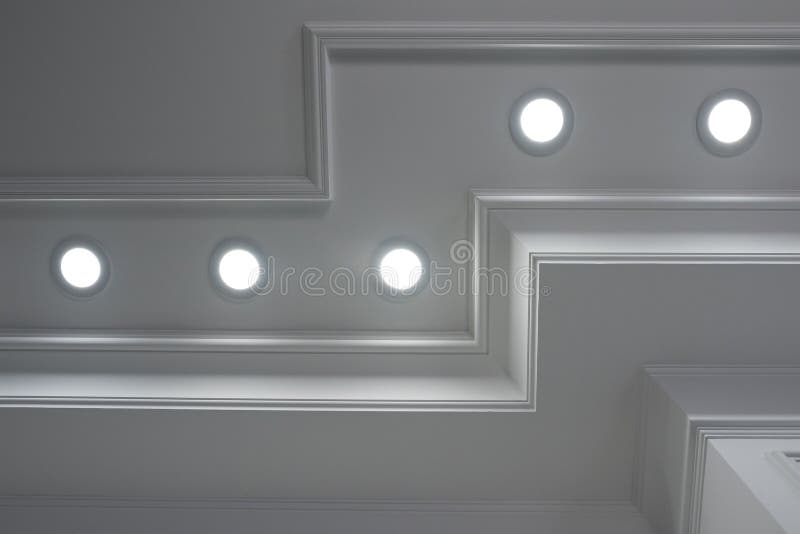 Details of the Corner Ceiling, with Ceiling Lights Stock Image Image