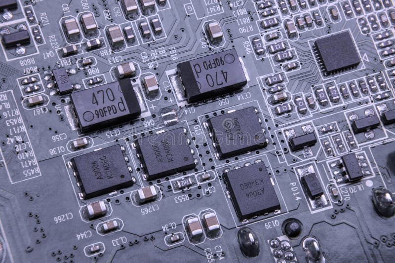 Details of Electronic Board. Closeup of Electronic Circuit Board with
