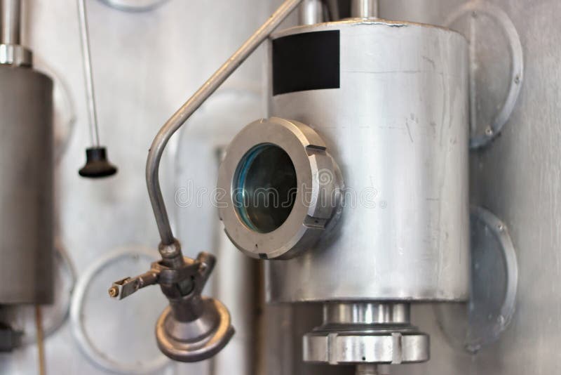 Details of equipment for beer fermentation. stock photo