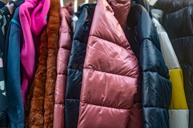 Details from Hanging Winter Jackets Stock Image - Image of store ...