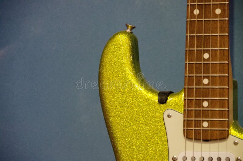 Details of Neon Yellow Electric Guitar Stock Image Image of fretboard