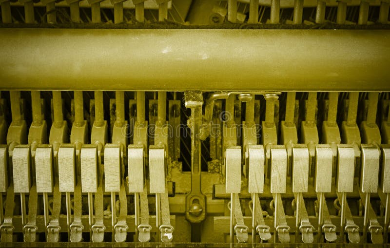 Details of Piano Mechanism Gavel String, Pins and Hammers Stock Image