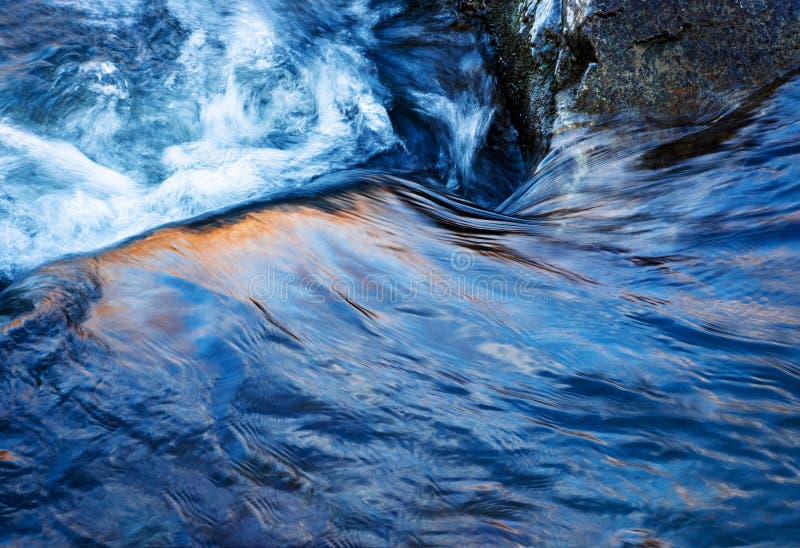 Podrobnosti zimné vlnky rieky v modrom odtieni