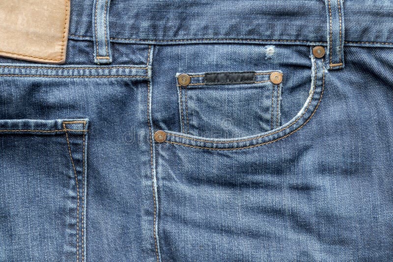 Details of Worn Blue Denim Jeans Pockets with Rivets, Flat Lay Stock ...