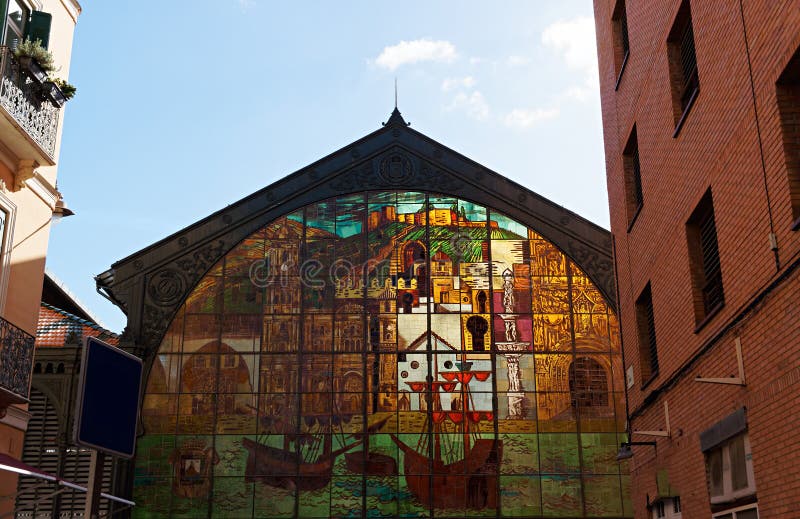 Detailsarchitectuur van Spaanse stad Malaga royalty-vrije stock foto