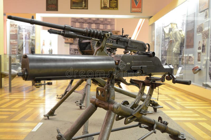 Detalhe da metralhadora de WWI Arma anterior do combate usada durante a primeira guerra mundial fotos de stock Detalhe da metralhadora de WWI Arma anterior do combate usada durante a primeira guerra mundial fotos de stock